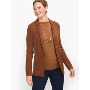 Talbots 100% Merino Wool Sweater Jacket Blazer Size Medium Petite